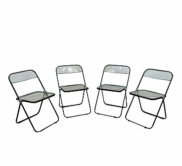 4 Plia folding chairs in metal and plastic by Giancarlo Piretti for Anonima Castelli, 70s