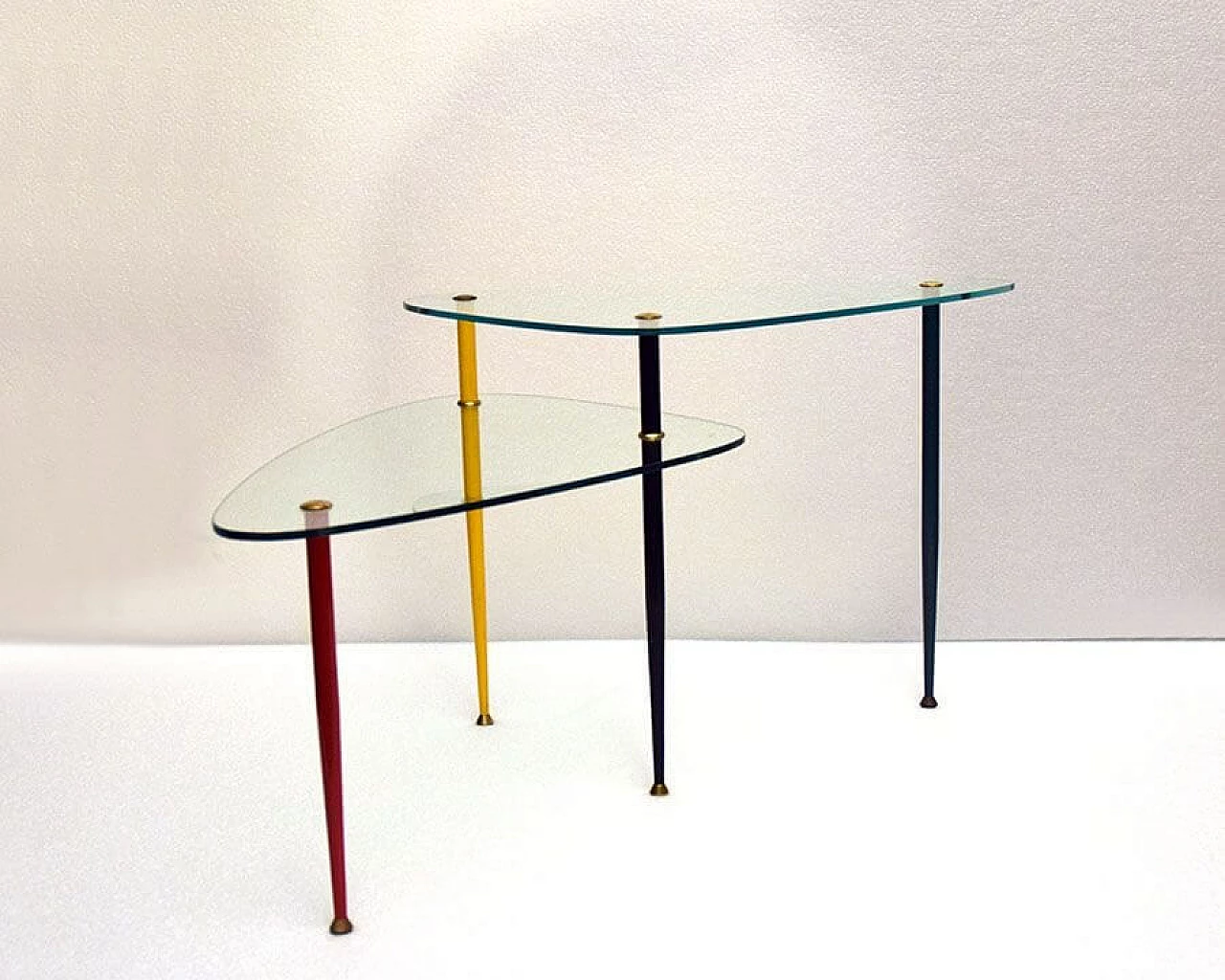 Tavolino Arlecchino in metallo, ottone e cristallo di Edoardo Poli per Vitrex, anni '60 1310740