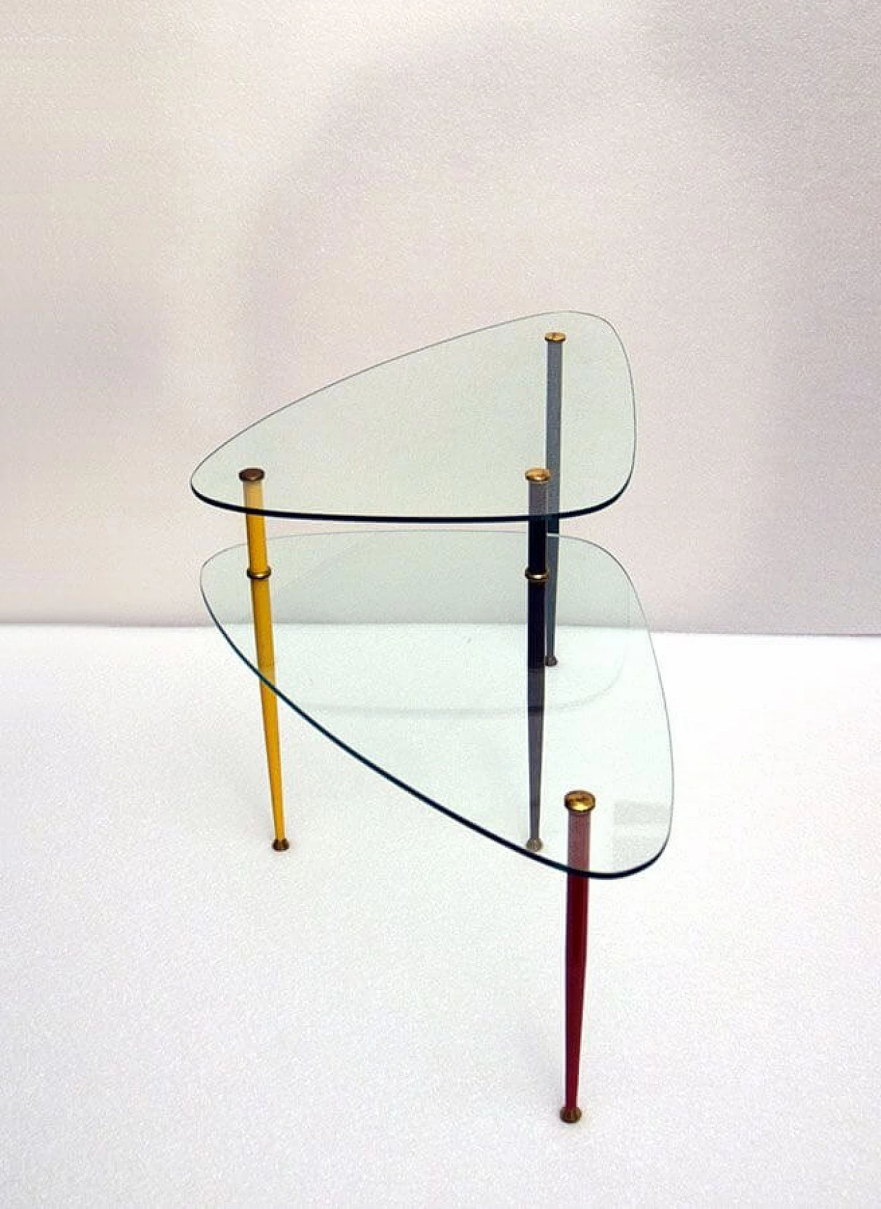 Tavolino Arlecchino in metallo, ottone e cristallo di Edoardo Poli per Vitrex, anni '60 1310741