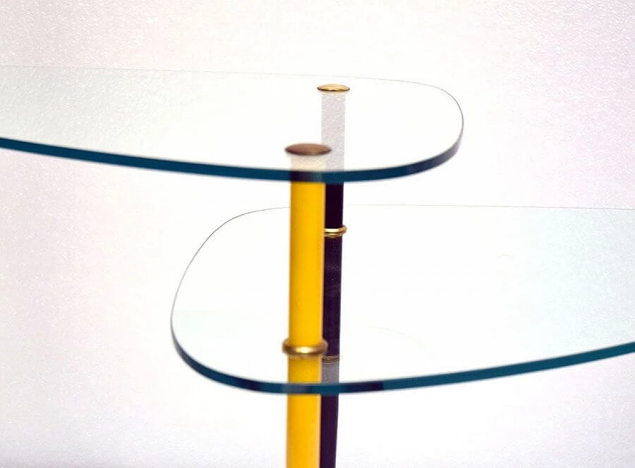 Tavolino Arlecchino in metallo, ottone e cristallo di Edoardo Poli per Vitrex, anni '60 1310743