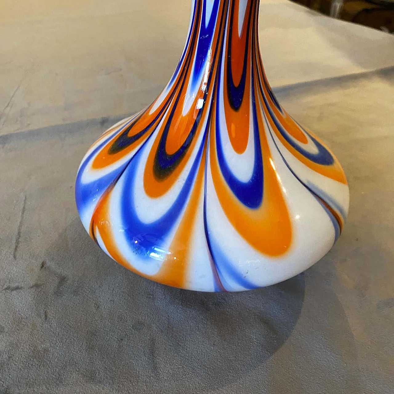 Vase in orange and blue opaline glass by Carlo Moretti, 70s 1310749