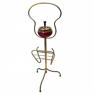 Ashtray and magazine rack in brass, 50s