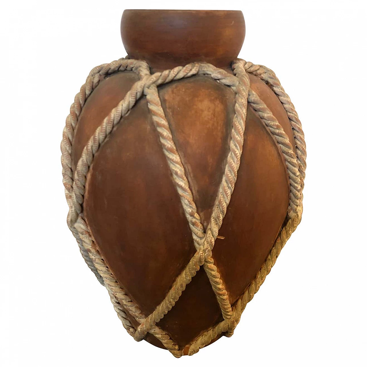 Vase with white rope in terracotta by Zaccagnini, 60s 1310839