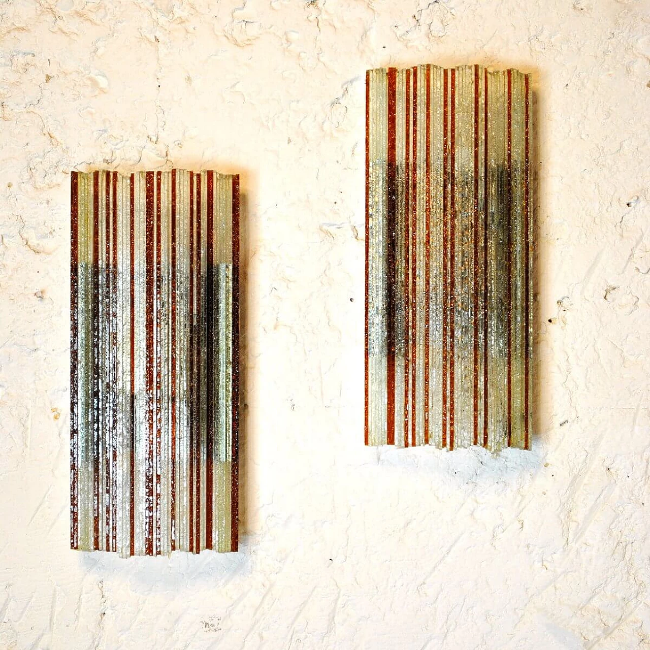 Pair of wall lamps in glass by Poliarte, 60s 1311035