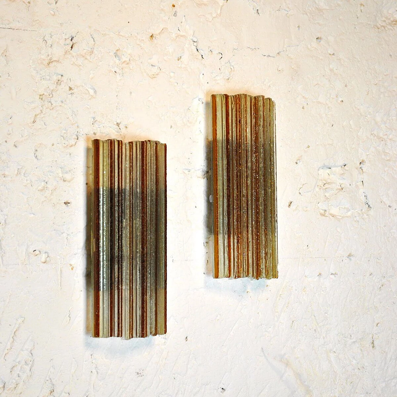 Pair of wall lamps in glass by Poliarte, 60s 1311038