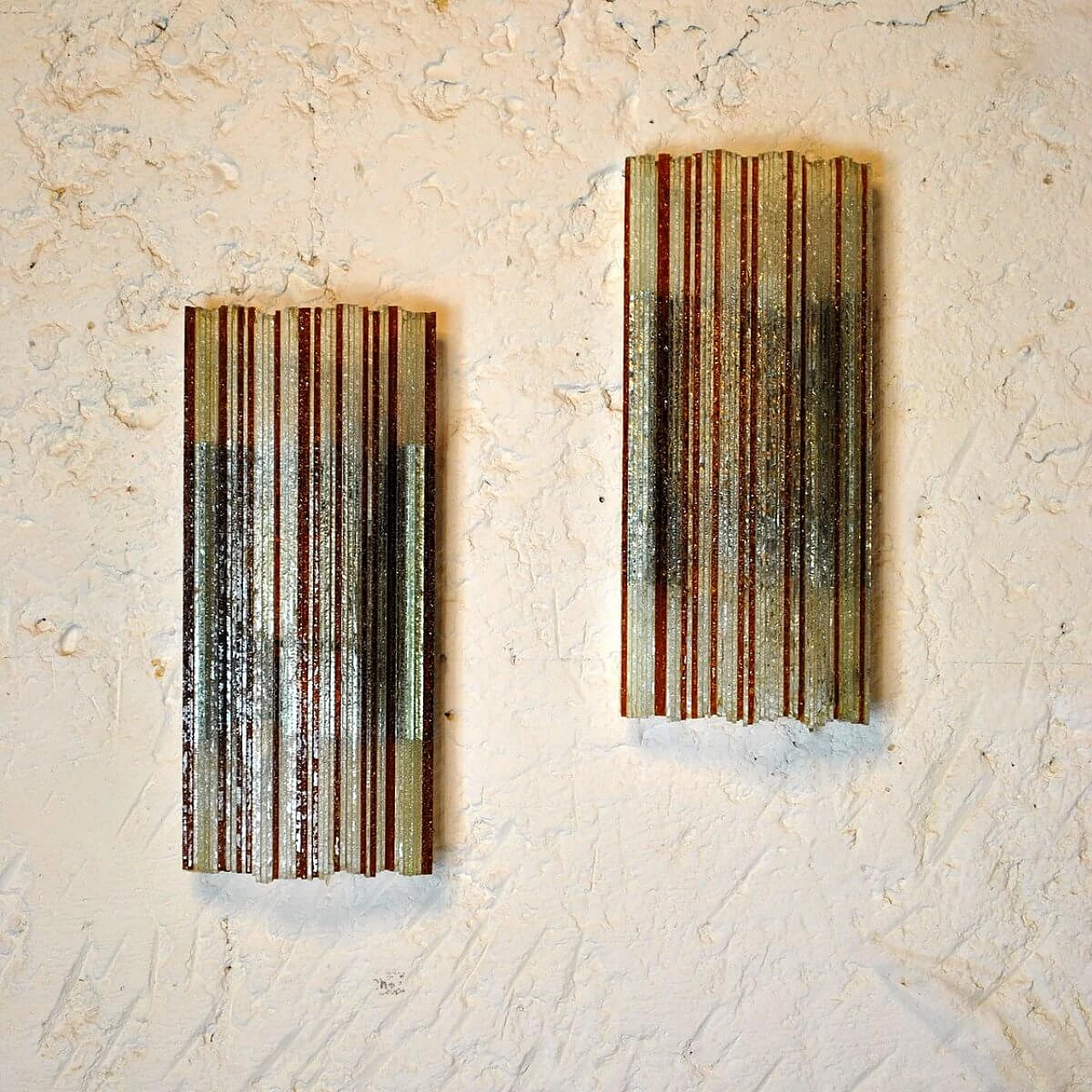 Pair of wall lamps in glass by Poliarte, 60s 1311041