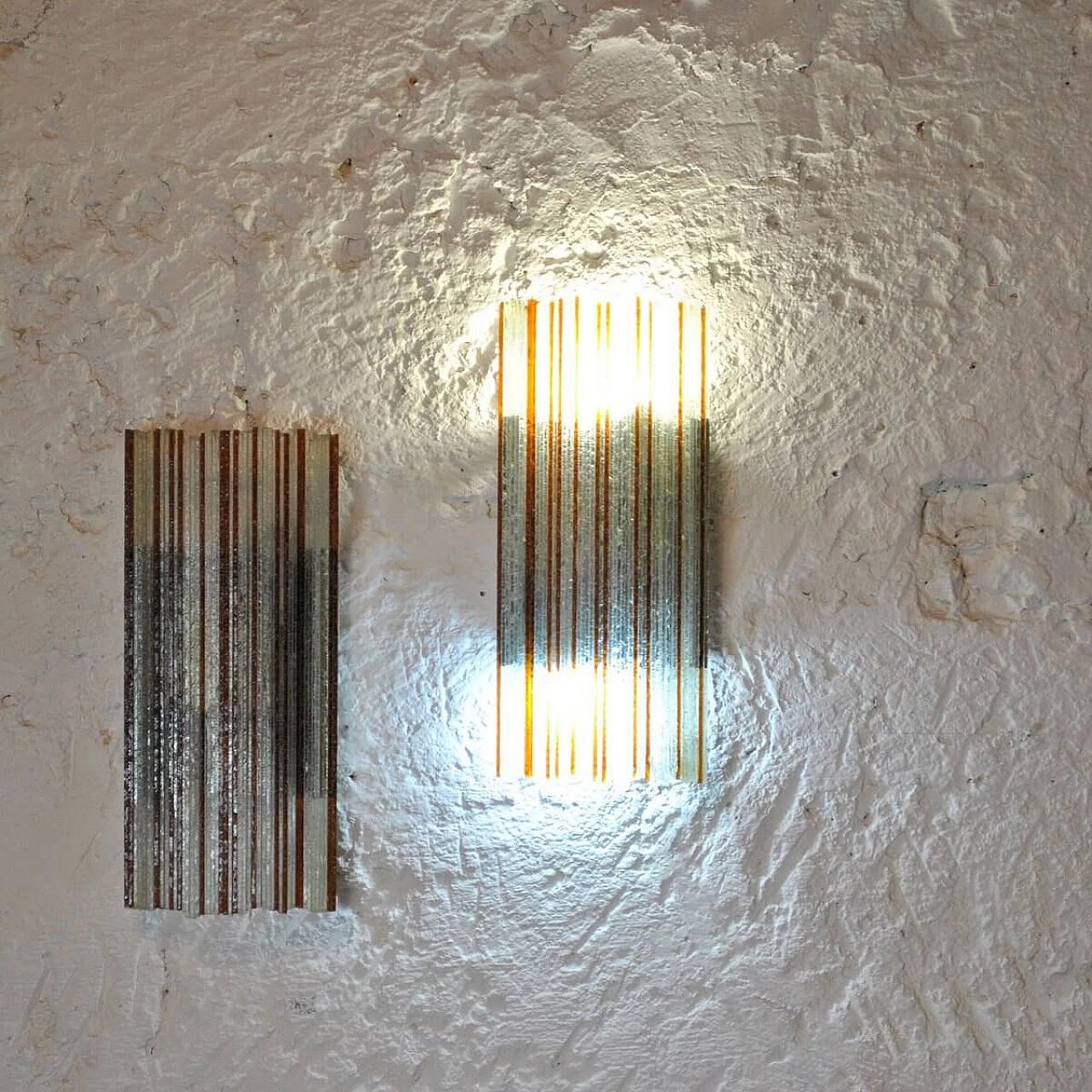 Pair of wall lamps in glass by Poliarte, 60s 1311042