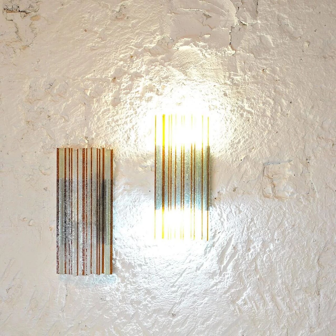 Pair of wall lamps in glass by Poliarte, 60s 1311043