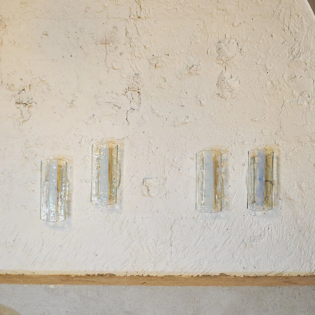 Coppia di applique in vetro di Murano ruvido trasparente di Mazzega, anni '60 1311048
