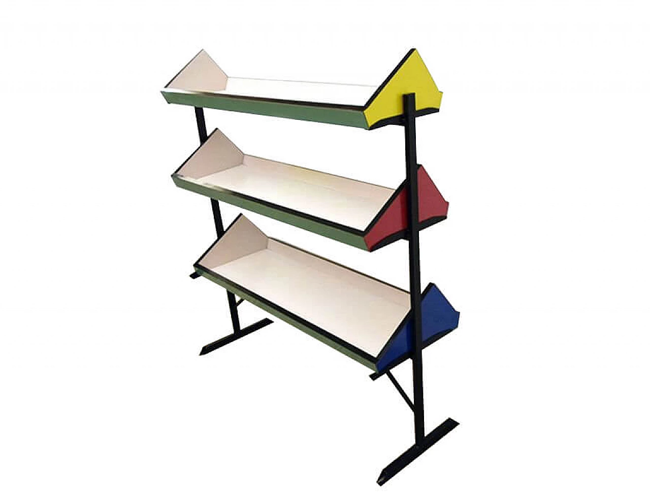Bookcase in colored laminate and metal, 50s 1311106