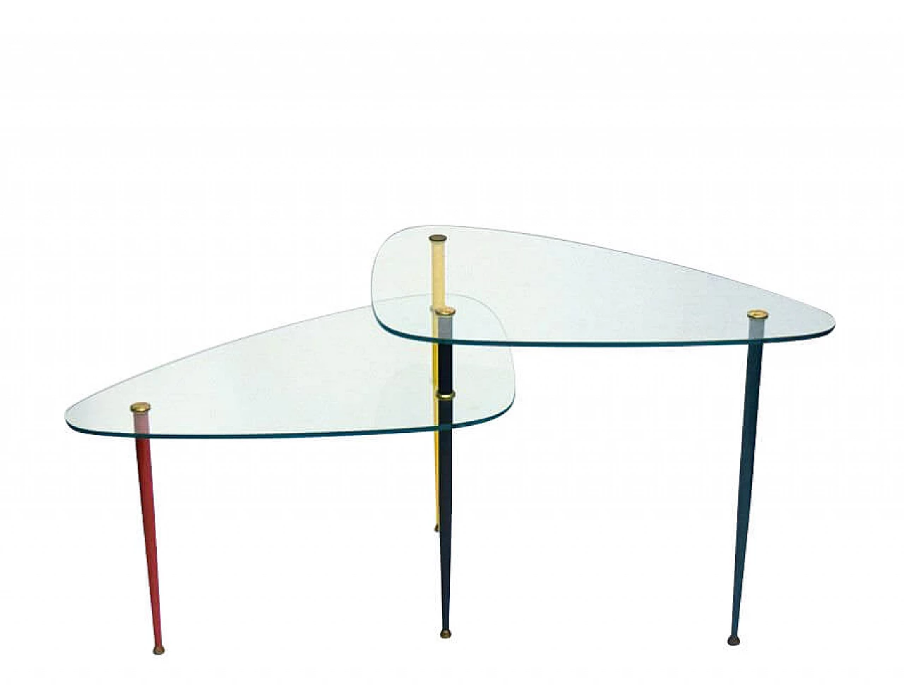 Tavolino Arlecchino in metallo, ottone e cristallo di Edoardo Poli per Vitrex, anni '60 1311108