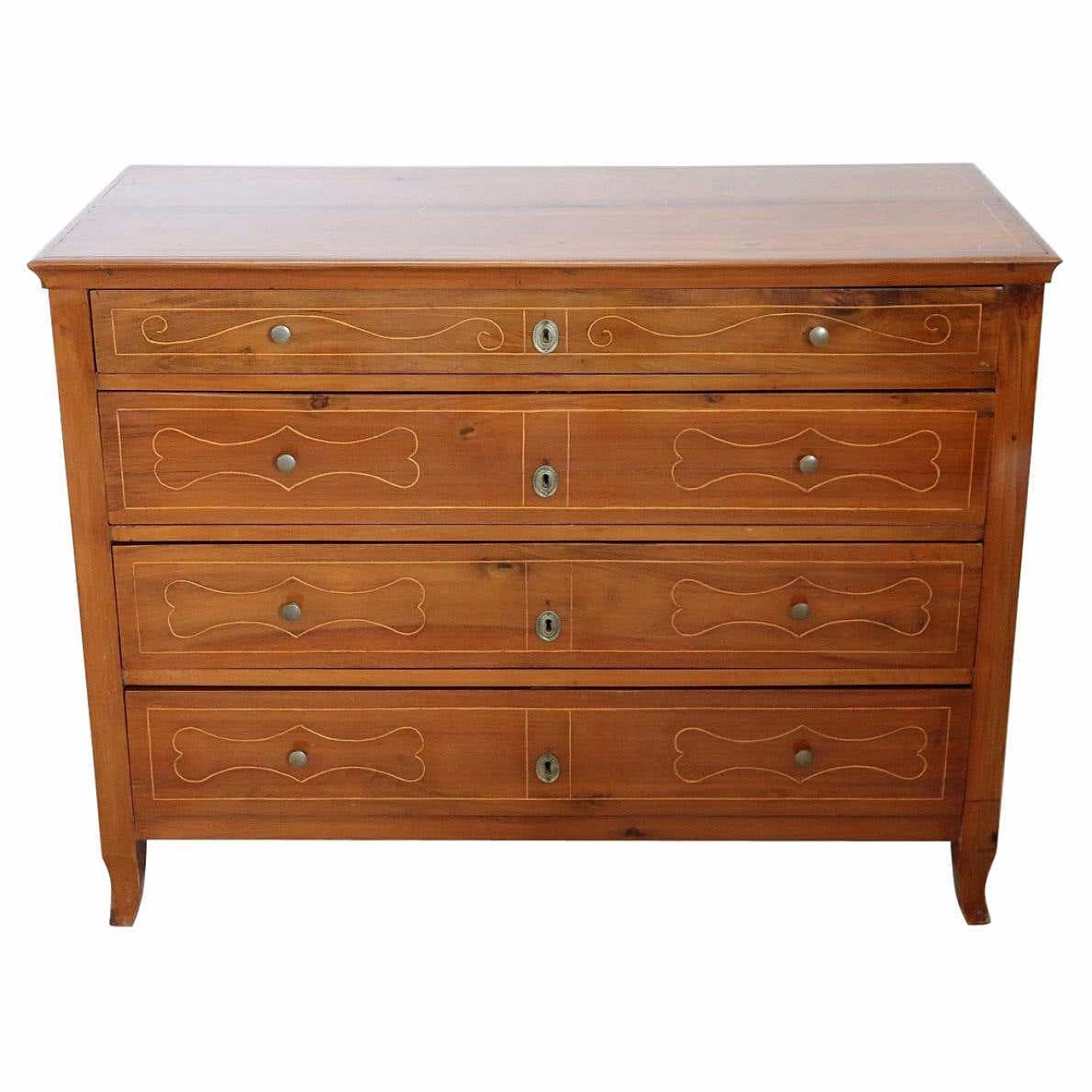 Cassettiera in ciliegio intarsiato, '800 1311146