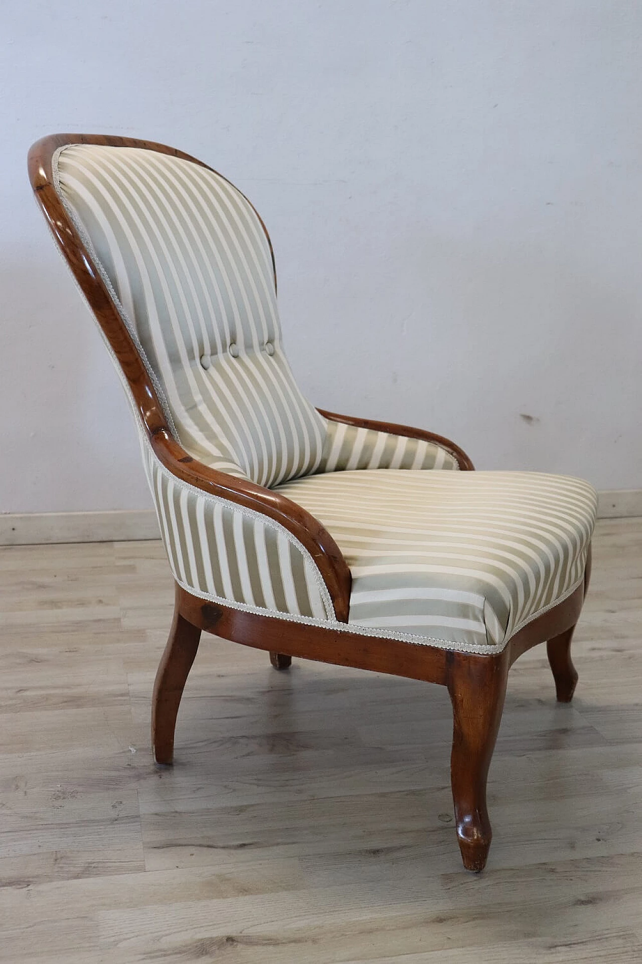 Louis Philippe solid walnut armchair with silk cover, 19th century 1311167