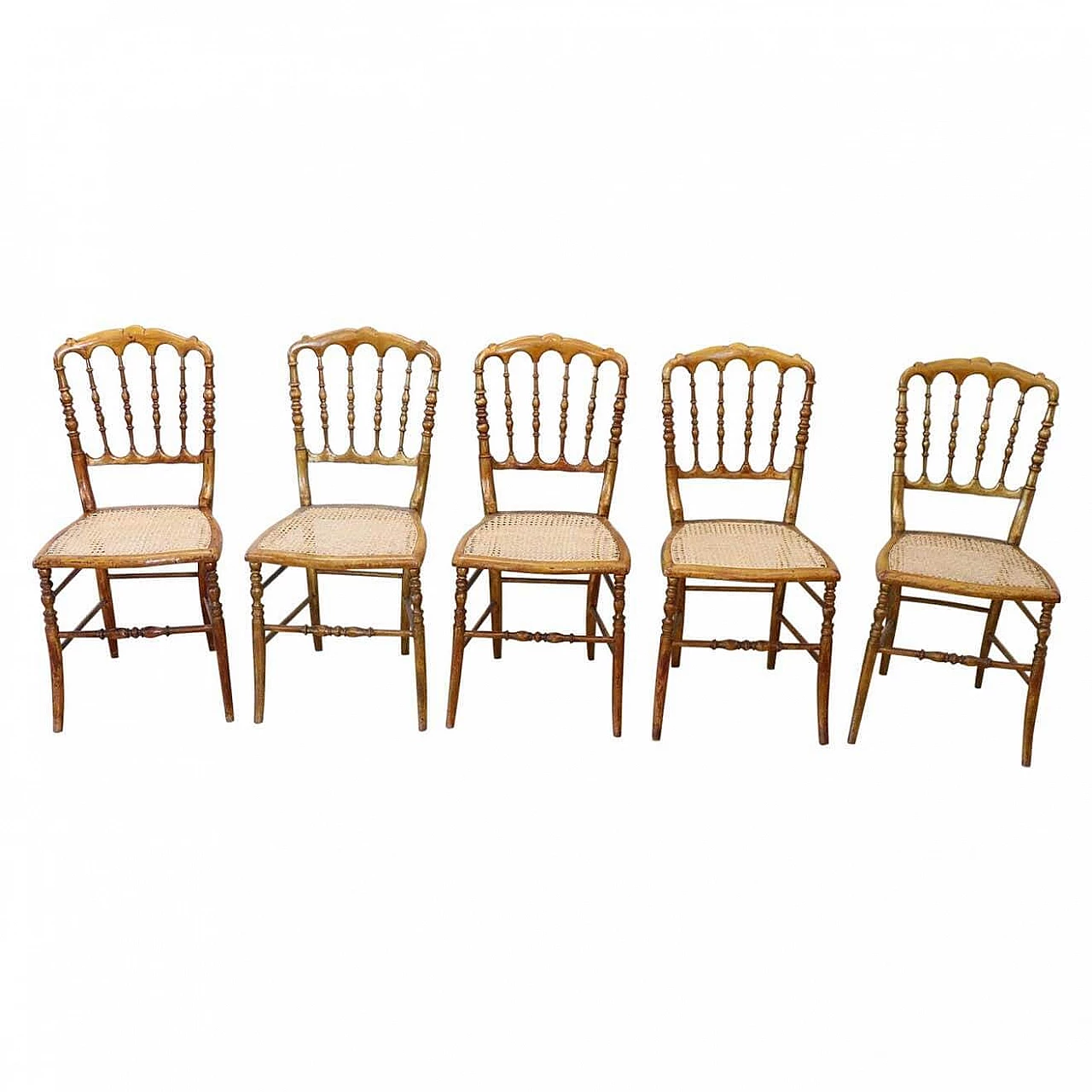 5 Vienna straw Chiavarine chairs, late 19th century 1311191