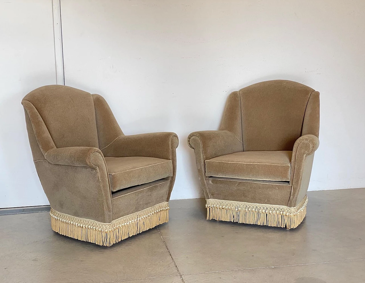 Pair of velvet armchairs, 1960s 1311297