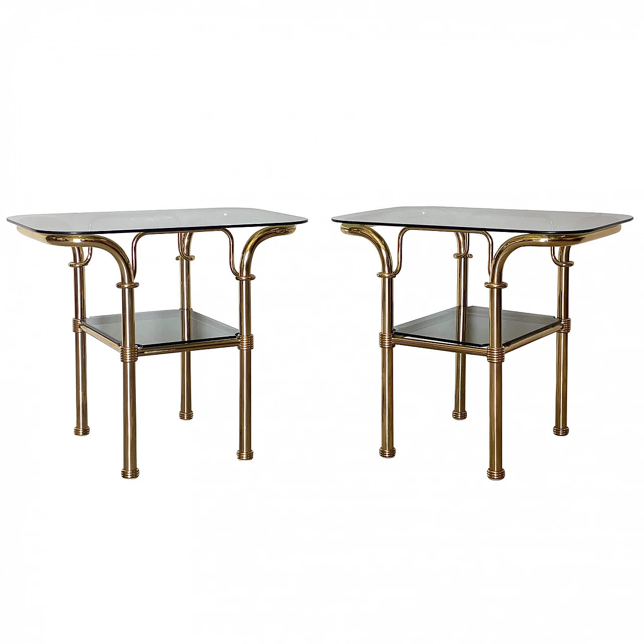 Pair of brass coffee tables, 1980s 1311366