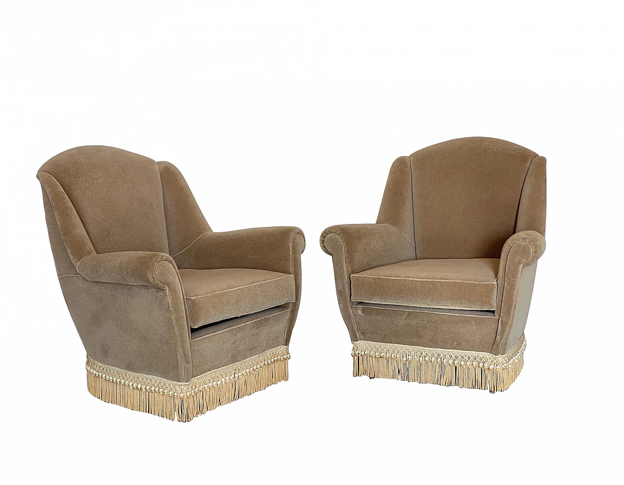 Pair of velvet armchairs, 1960s 1311368