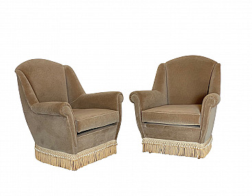 Pair of velvet armchairs, 1960s