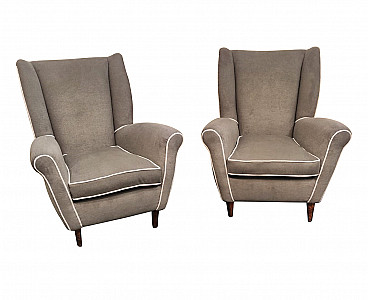 Pair of Ico Parisi style armchairs, 1950s