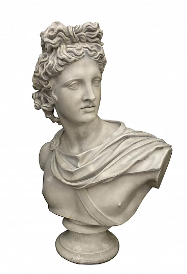 Bust depicting God Apollo in plaster, 19th century