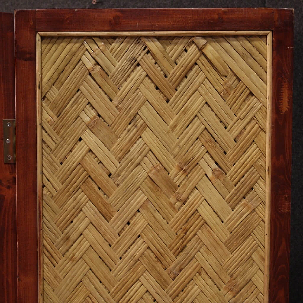 Paravento in legno intrecciato e ferro dorato, Francia, anni '80 1311781