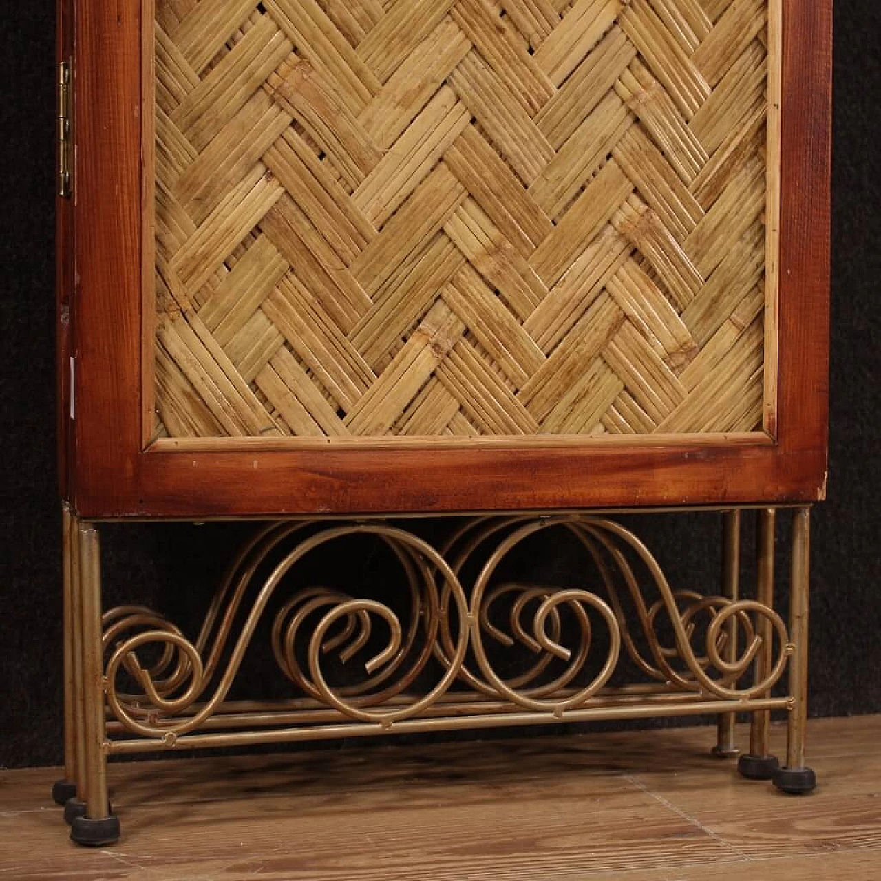 Woven wood and gilded iron screen, France, 80s 1311786