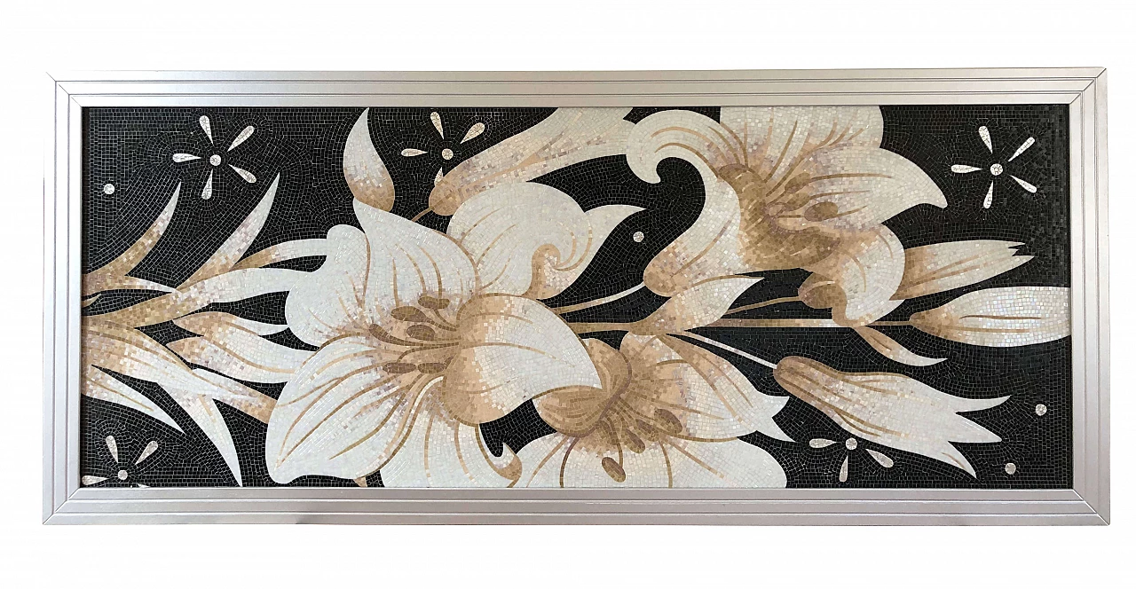 Mosaico floreale in vetro, marmo e madreperla 1311794