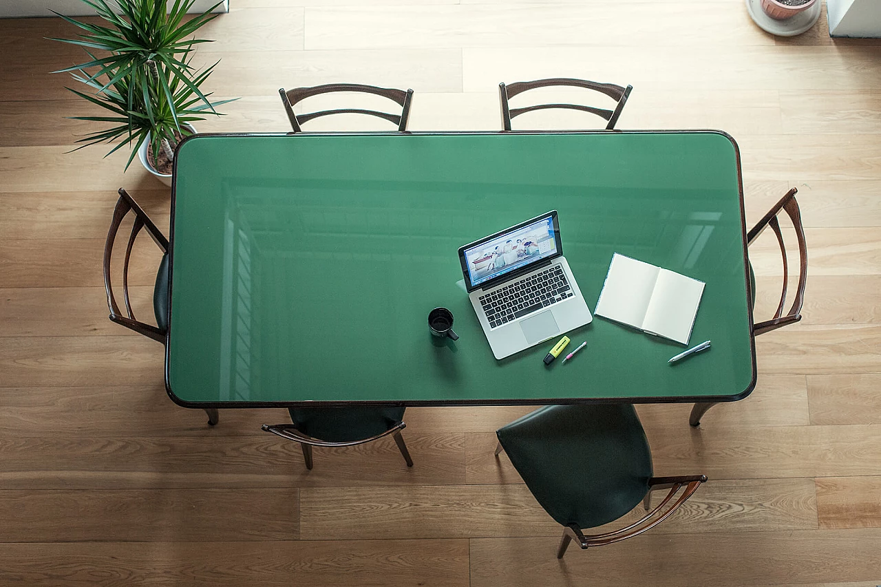 Rectangular table in ebonized beech, in the style of Paolo Buffa, 40s 1311967