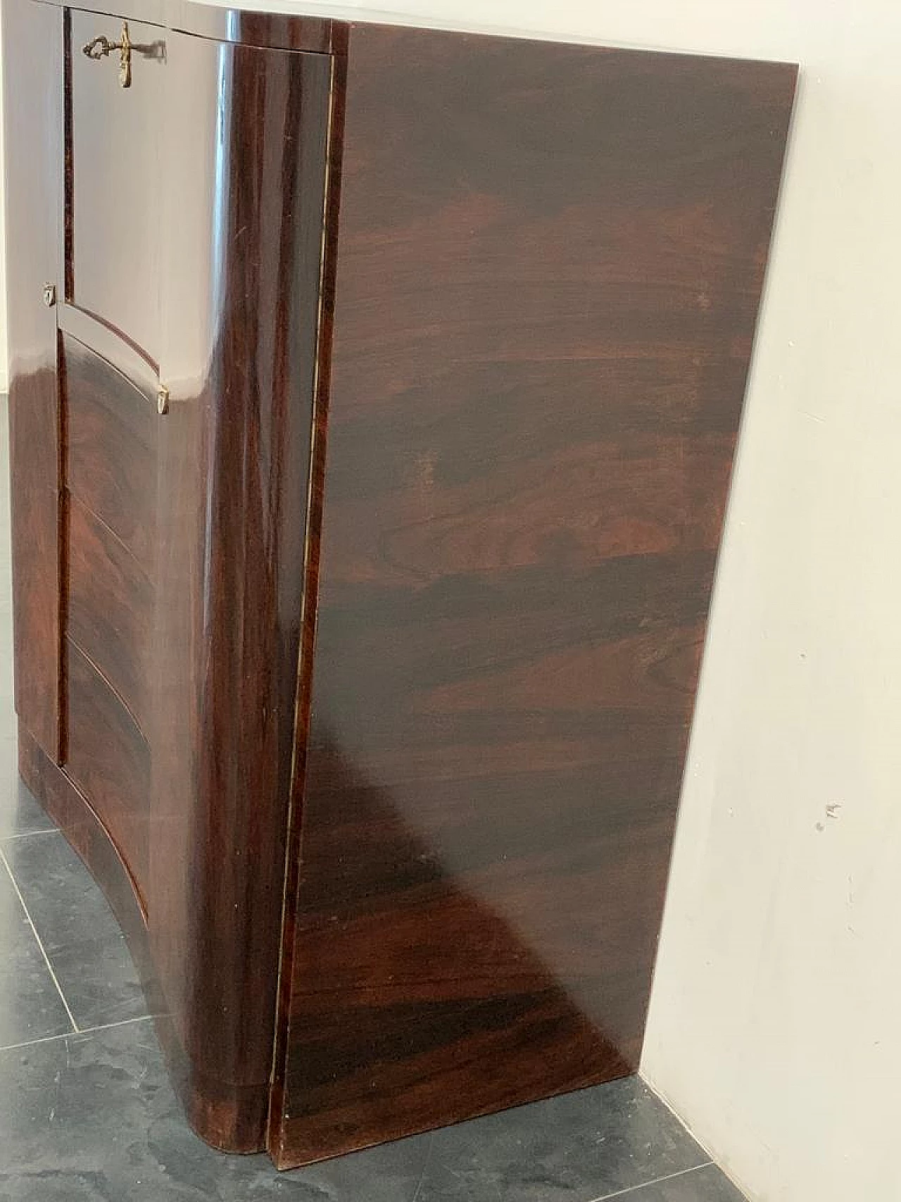 Secretaire Art Deco in piuma di mogano, anni '30 1312040