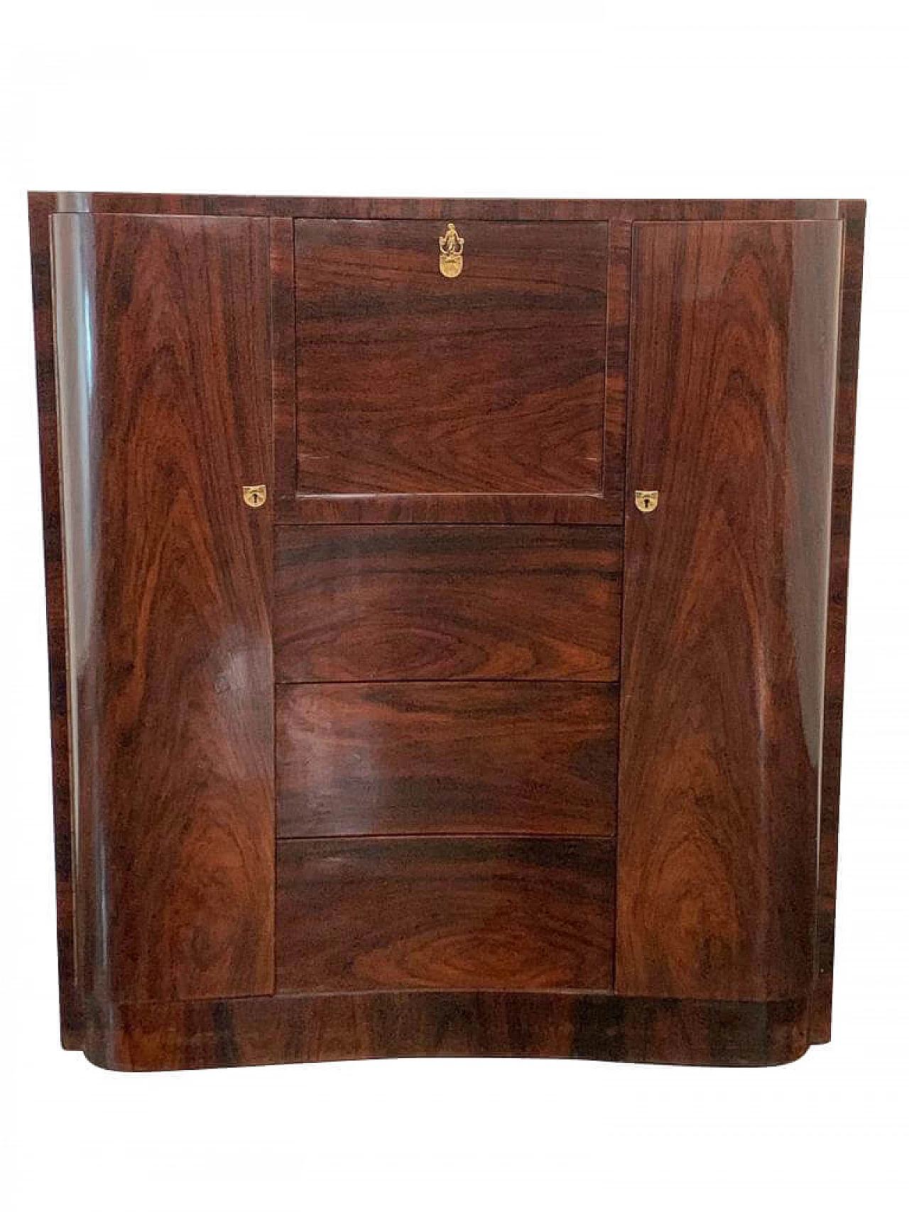Secretaire Art Deco in piuma di mogano, anni '30 1312046