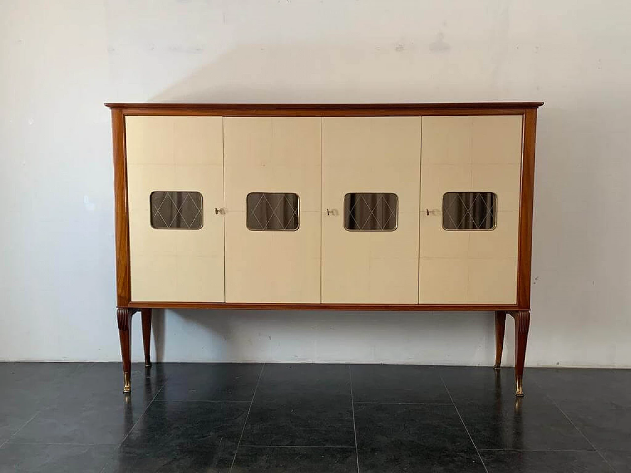 Credenza in mogano e pergamena, anni '50 1312075