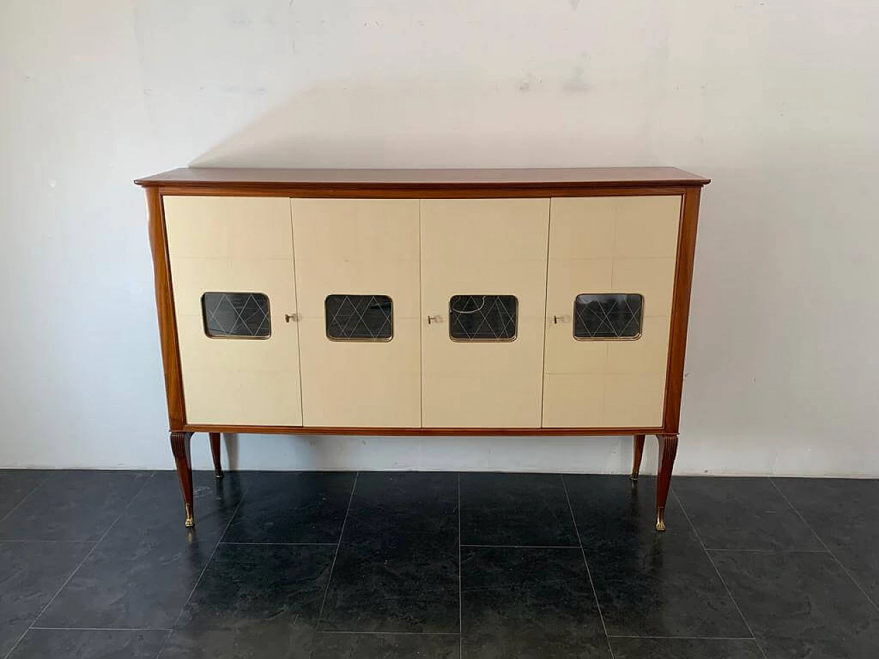 Credenza in mogano e pergamena, anni '50 1312076