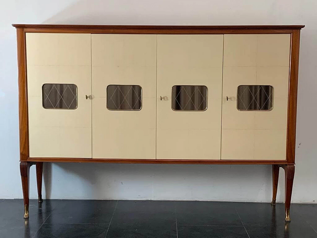 Credenza in mogano e pergamena, anni '50 1312077
