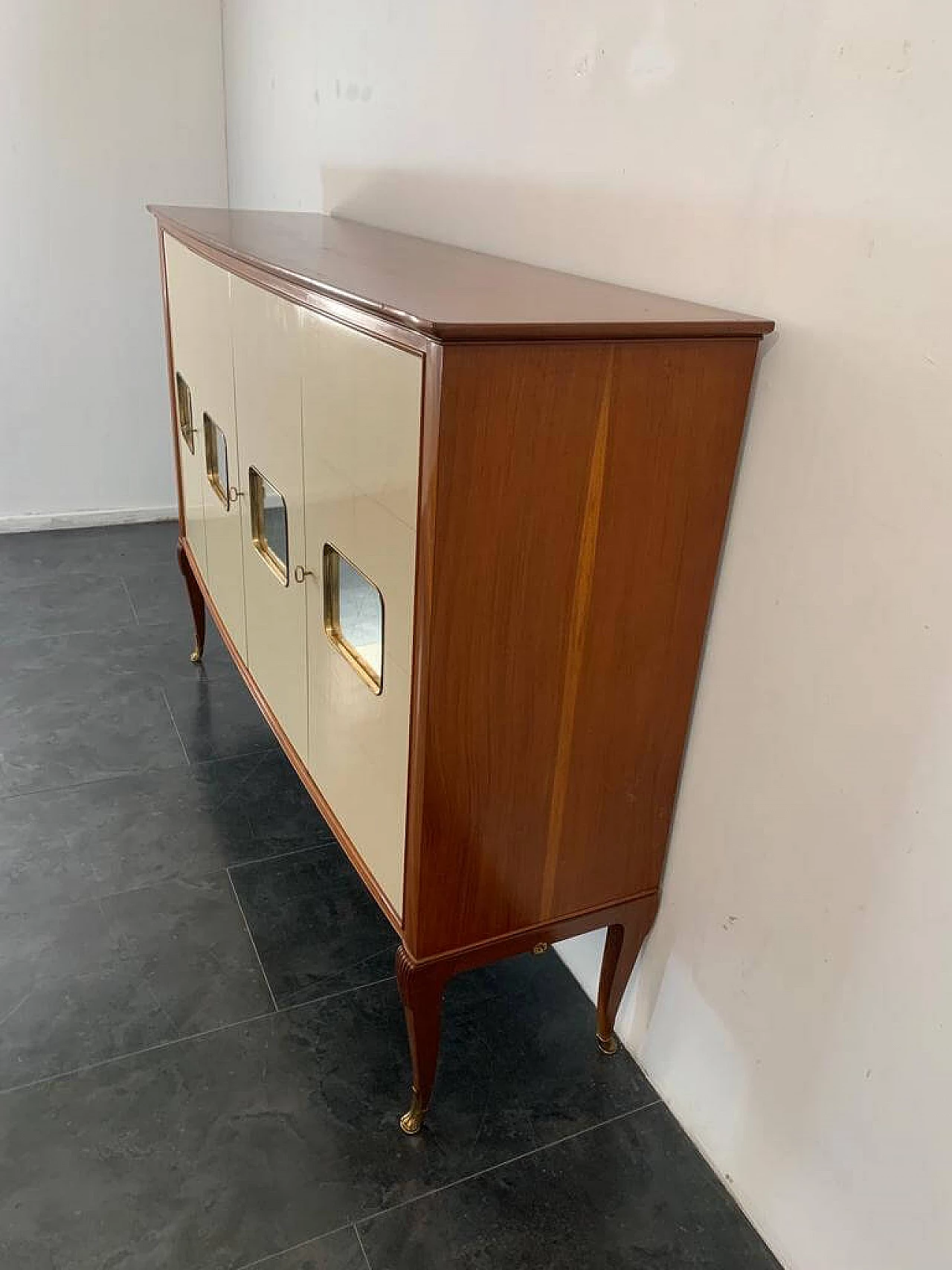 Credenza in mogano e pergamena, anni '50 1312082