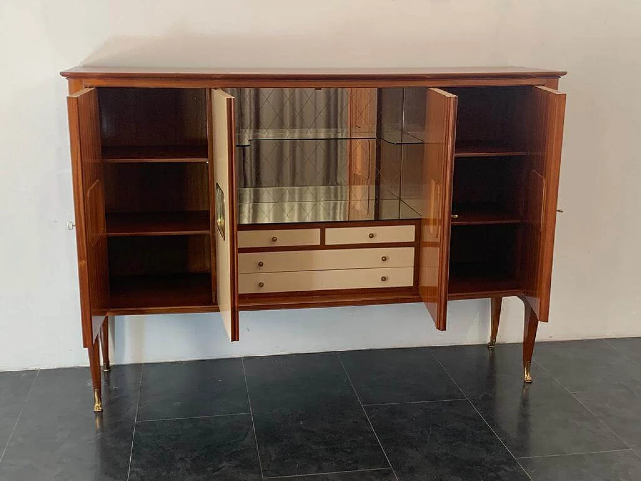 Credenza in mogano e pergamena, anni '50 1312088