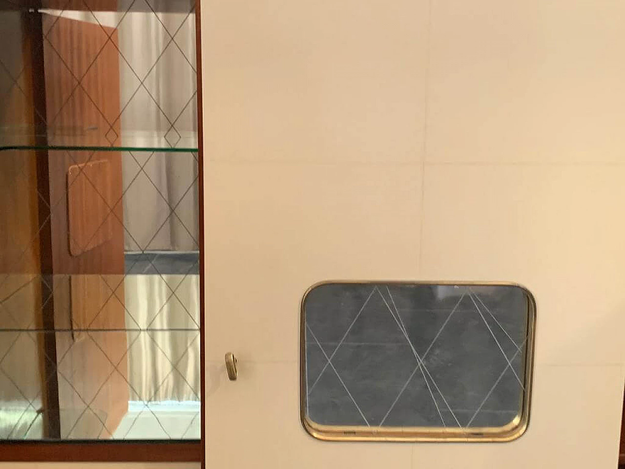 Credenza in mogano e pergamena, anni '50 1312089