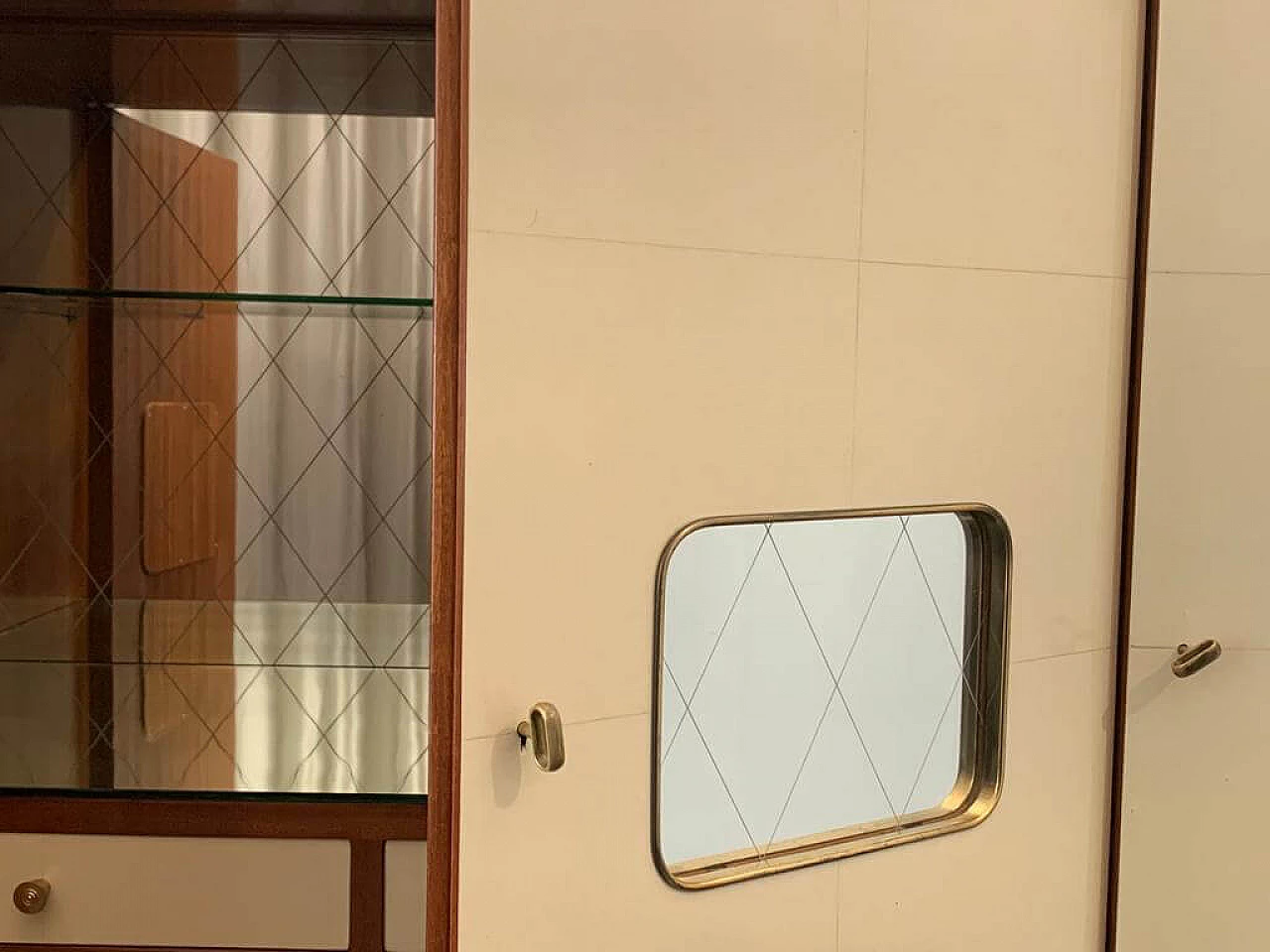 Credenza in mogano e pergamena, anni '50 1312090