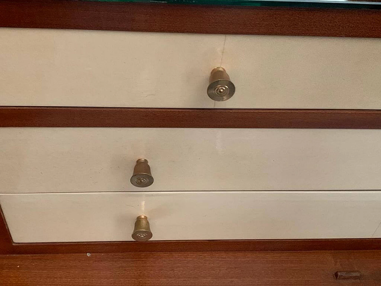 Credenza in mogano e pergamena, anni '50 1312091