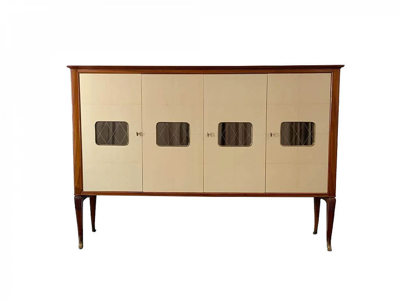 Credenza in mogano e pergamena, anni '50 1312094