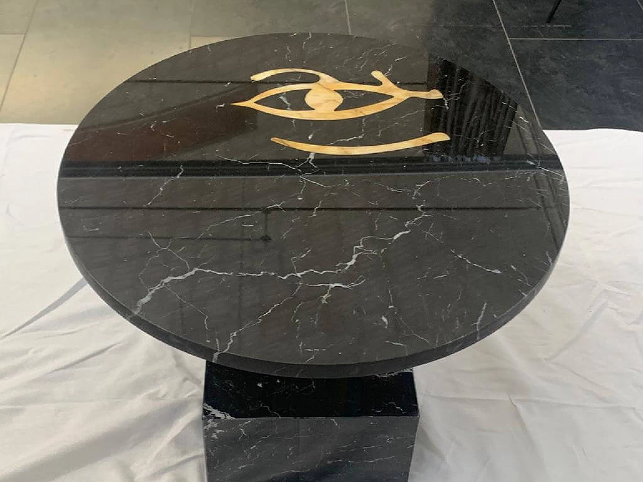 Cleto Munari Horus coffee table, unique piece with inlaid marble 1312113