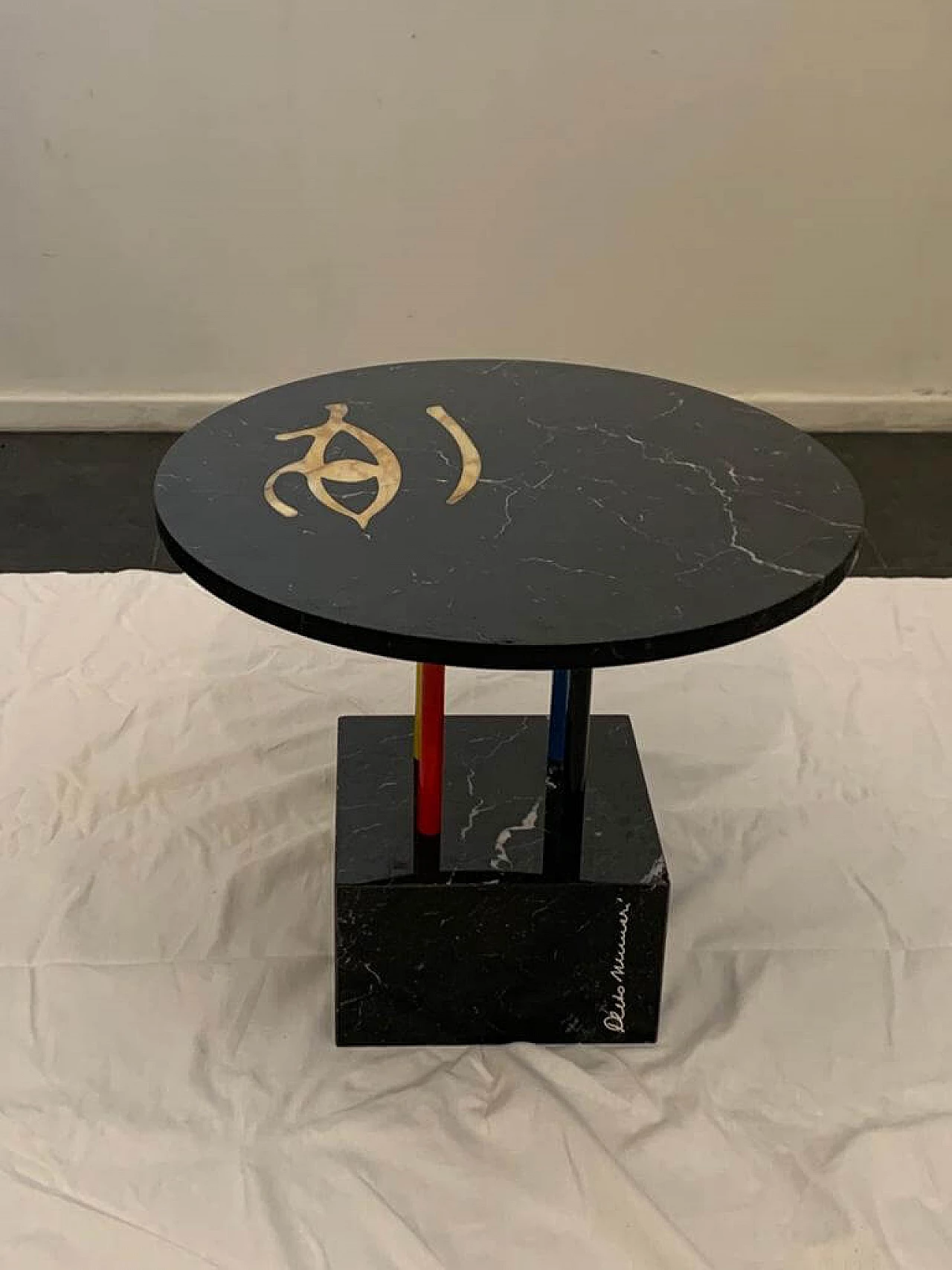 Cleto Munari Horus coffee table, unique piece with inlaid marble 1312117