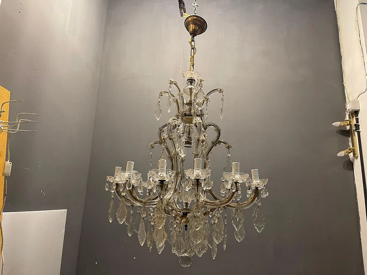 Large Italian Murano crystal chandelier, 50s 1312252