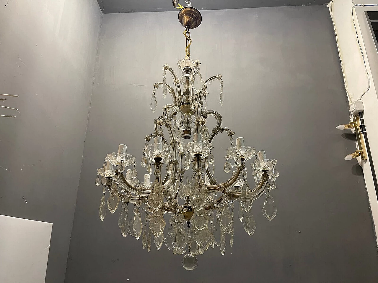 Large Italian Murano crystal chandelier, 50s 1312254