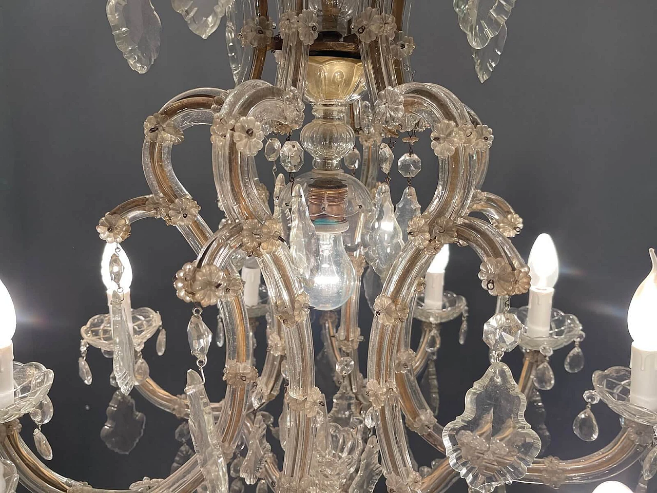 Large Italian Murano crystal chandelier, 50s 1312255