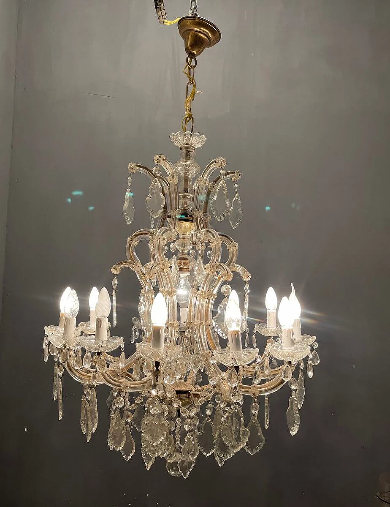 Large Italian Murano crystal chandelier, 50s 1312257