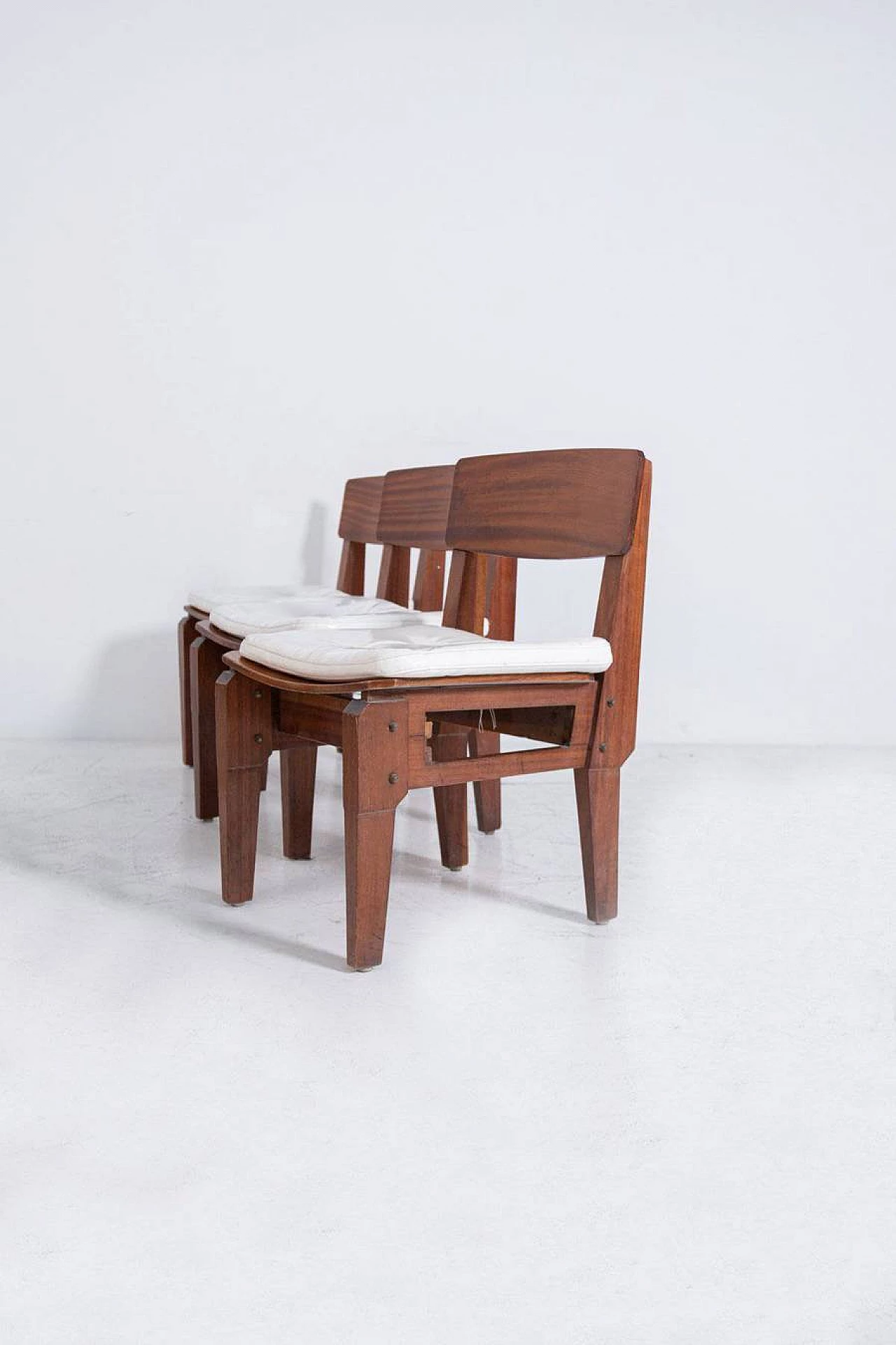 6 Chairs in mahogany and fabric by Vito Sangiradi for Pallante store Bari, 50s 1312277