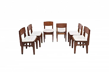 6 Chairs in mahogany and fabric by Vito Sangiradi for Pallante store Bari, 50s