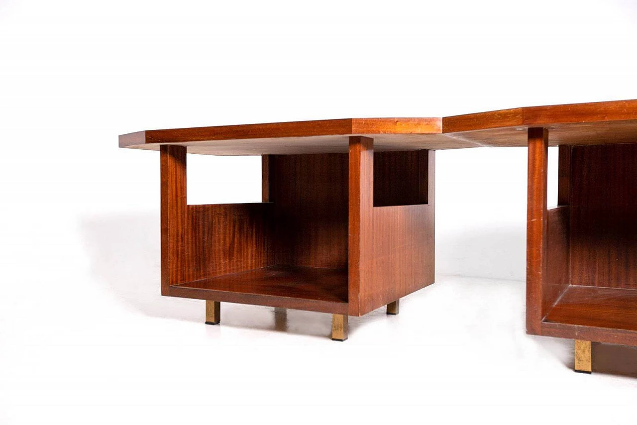Console in mahogany and laminated brass by Vito Sangiradi for Pallante store Bari, 50s 1312290