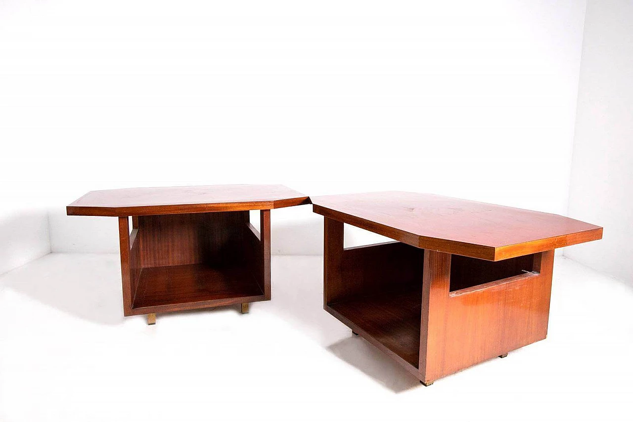 Console in mahogany and laminated brass by Vito Sangiradi for Pallante store Bari, 50s 1312292