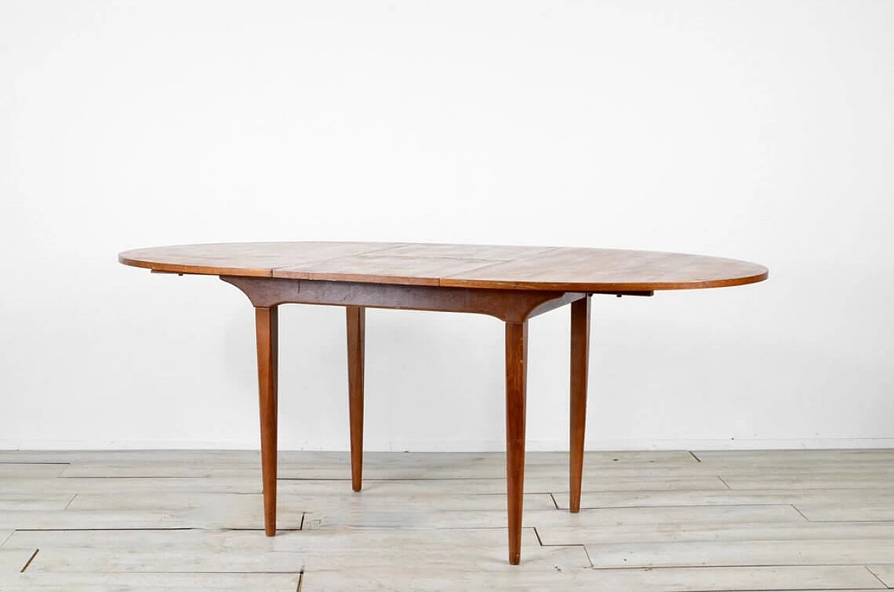 Oval extending table in teak, 60s 1312450